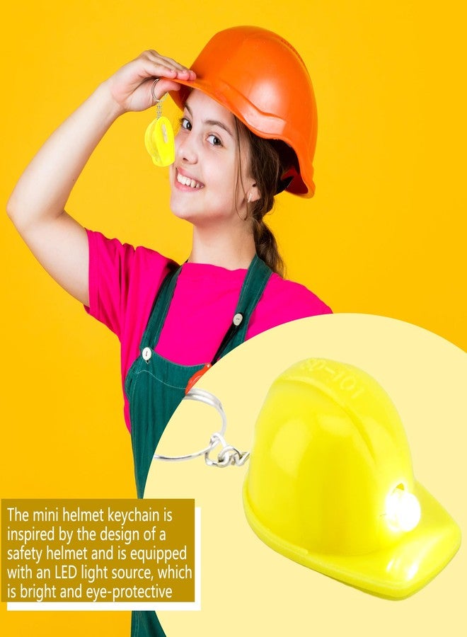 Cotiny 48 Pcs Mini Construction Hat Keychain Yellow Hard Hat Flashlight Keychain for Backpack Classroom Reward Birthday Construction Themed Party (Color Style 1) - Image 5