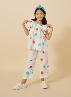 Styli Floral Print Frill Sleeve Top and Pants Set  - Image 3