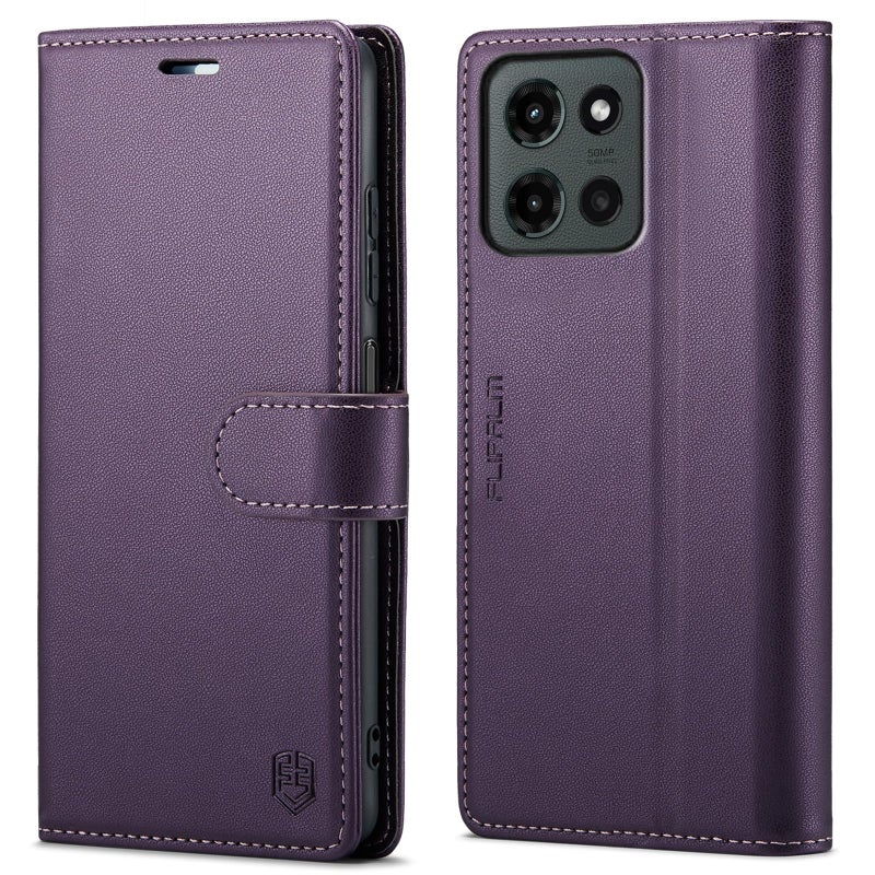 FLIPALM Wallet Case for Moto G 5G 2025, RFID Blocking Credit Card Holder, PU Leather Folio Flip Kickstand Protective Shockproof Cover for Motorola Moto G 5G 2025 (Purple) - Image 1