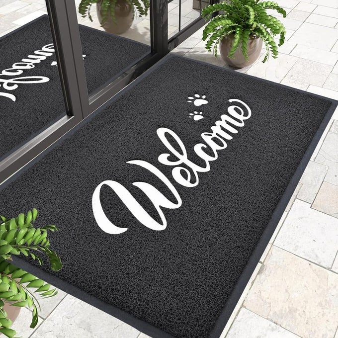 THENV WELCOME MAT OUTDOOR 36X24 ALLSEASON WATERPROOF FRONT DOOR MAT ALLWEATHER QUICK DRYING DOORMAT LOW PROFILE INDOOR PATIO PORCH ENTRYWAY FLOOR BLACKWHITE