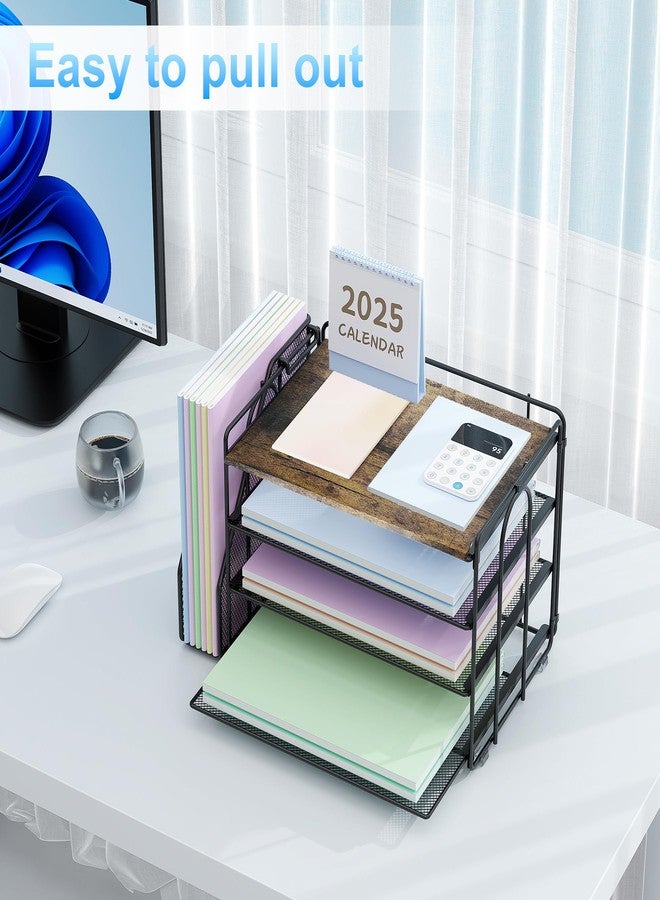 Spacrea Desk Organizers and Accessories, Paper Organizer for Desk with File organizer, Desk Accessories & Workspace Organizers for Catalog & Reference Racks (Wood) - Image 4