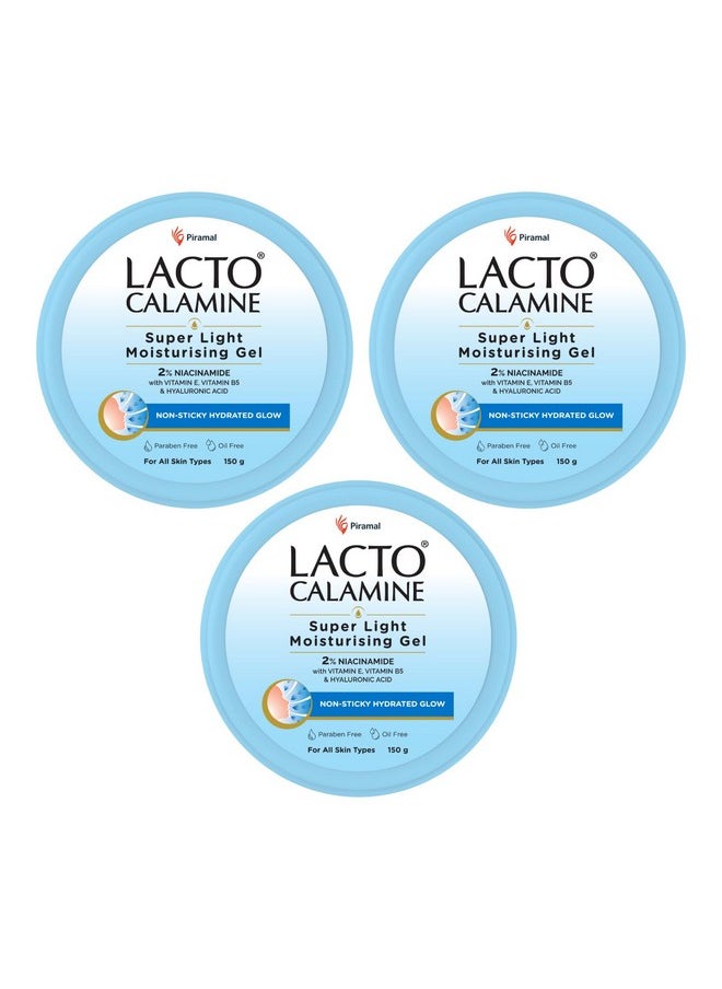Lacto Calamine Lacto Calamine Super Light Moisturizer for Face | 150g x 3 | Moisturiser for Oily Skin with Niacinamide, Hyaluronic Acid | Face Moisturizer with 300% Instant Hydration, 90% Stronger Moisture Barrier  - Image 1