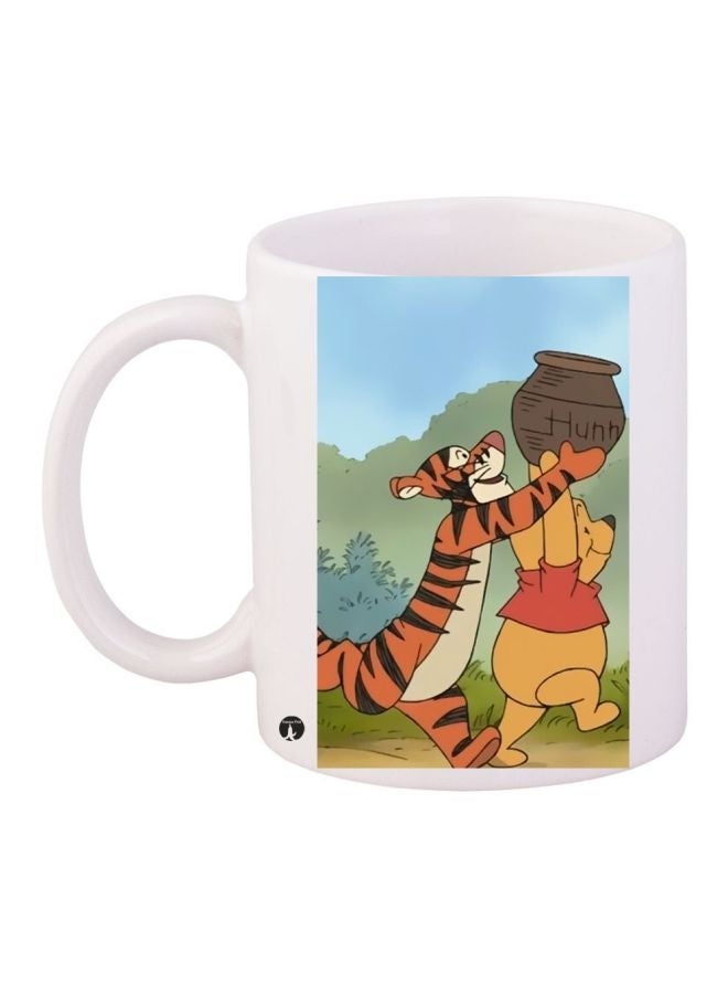 RYN Winnie-The-Pooh Printed Coffee Mug White/Blue/Red 11ounce