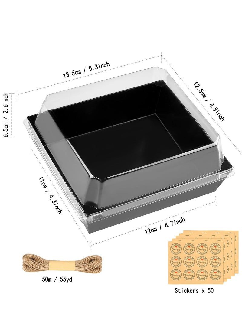 50 Pack Bakery Boxes  Small Dessert Boxes To Go  4 Inch Paper Mini Cake Boxes, Clear Treat Boxes, Disposable Cookie Cake Slice Containers for Charcuterie, Strawberries, Baked Goods - Image 3