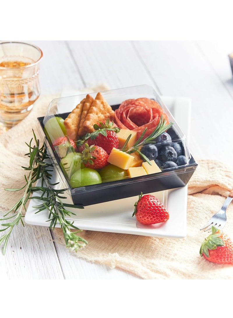 50 Pack Bakery Boxes  Small Dessert Boxes To Go  4 Inch Paper Mini Cake Boxes, Clear Treat Boxes, Disposable Cookie Cake Slice Containers for Charcuterie, Strawberries, Baked Goods - Image 2