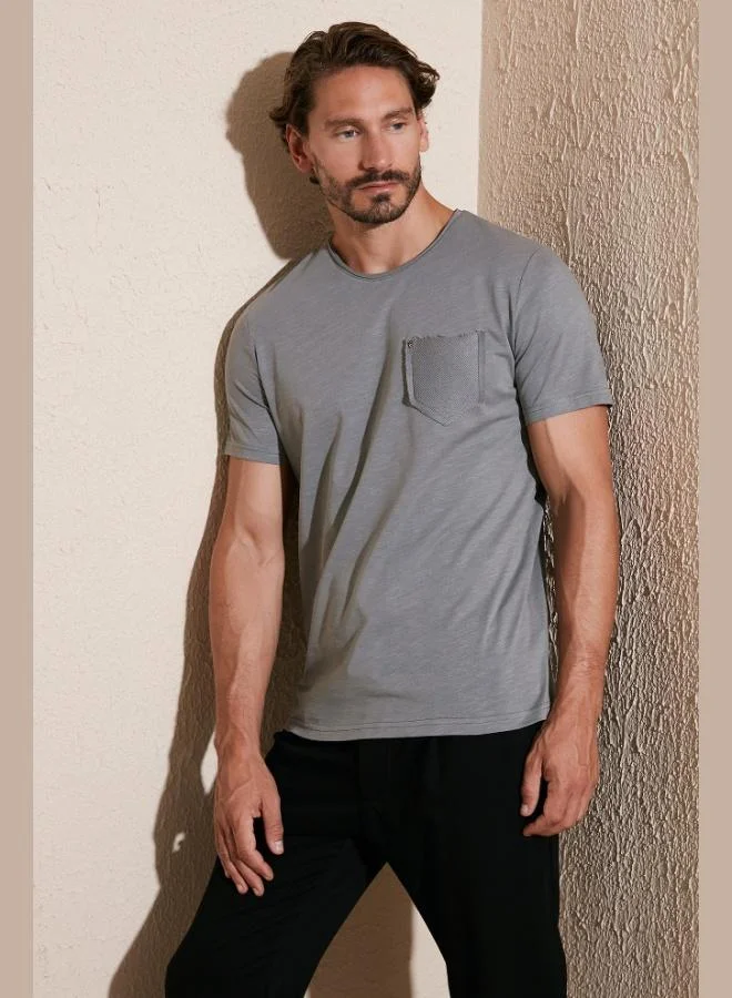 Buratti  Buratti 100% Cotton Slim Fit Crew Neck Pocket T Shirt Men's T SHIRT 5902000 for Men | Best Price UAE