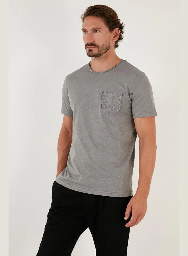 Buratti  Buratti 100% Cotton Slim Fit Crew Neck Pocket T Shirt Men's T SHIRT 5902000 for Men | Best Price UAE