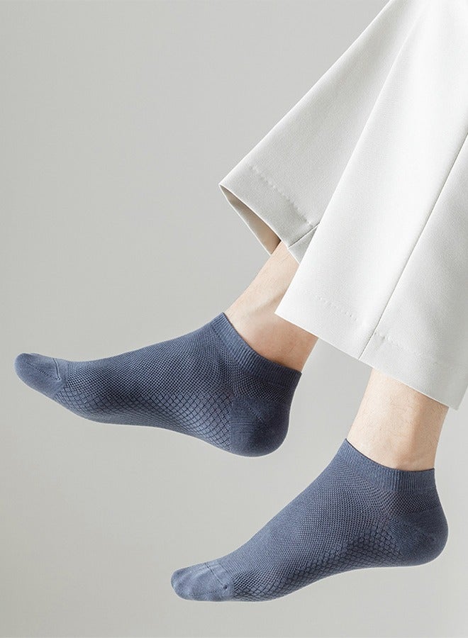 NIBEMINENT Pair of 9 Pure Cotton Men Socks Mesh Massage Bottoms Boat for Spring Autumn Multicolor - Image 2