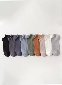NIBEMINENT Pair of 9 Pure Cotton Men Socks Mesh Massage Bottoms Boat for Spring Autumn Multicolor  - Image 1