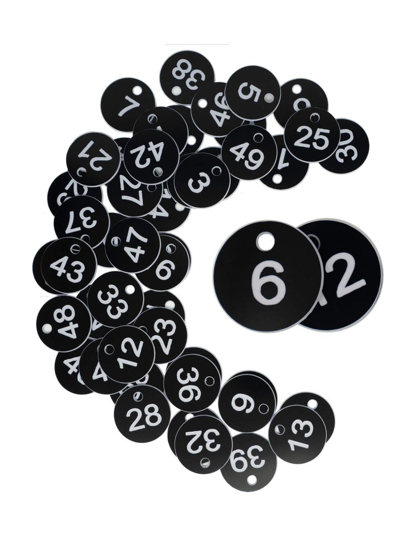 Generic Plastic ID Number Tags, Engraved Tags Key Tags Without Key Rings for Locker Dorm Hotel Bar Restaurant Club Restaurant Table Numbers (1-50, Black)  - Image 1