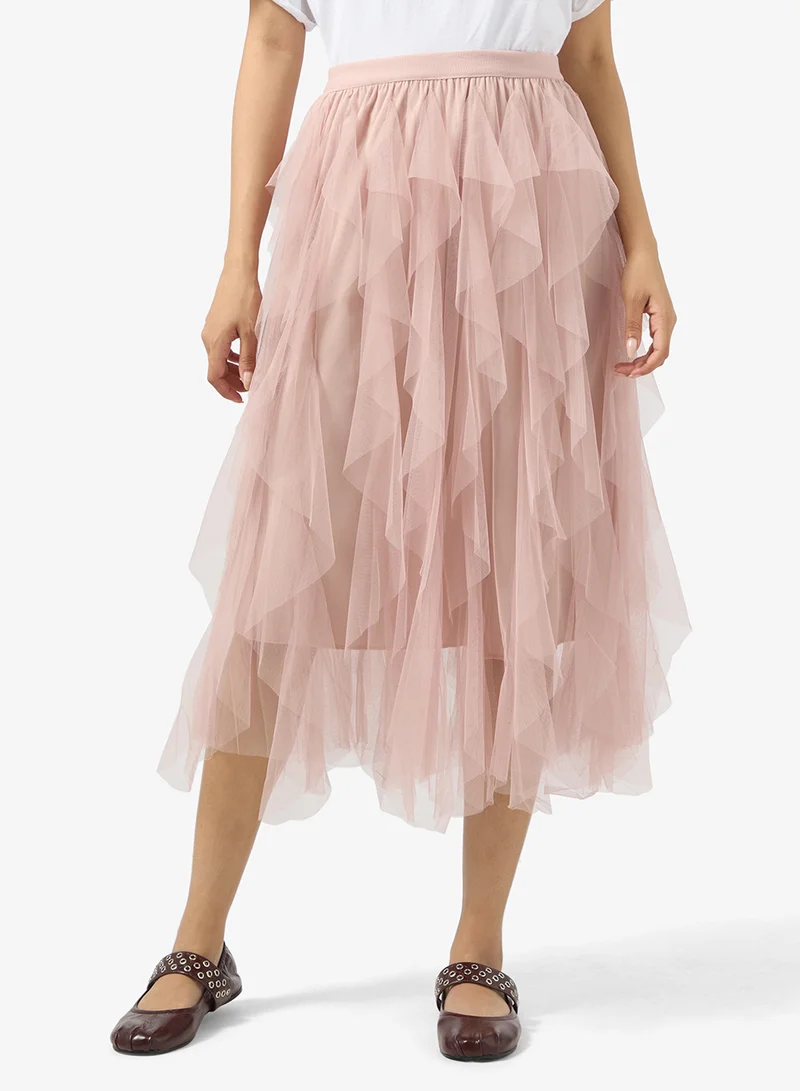 جينجر Waterfall Frill Detail Tulle Skirt
