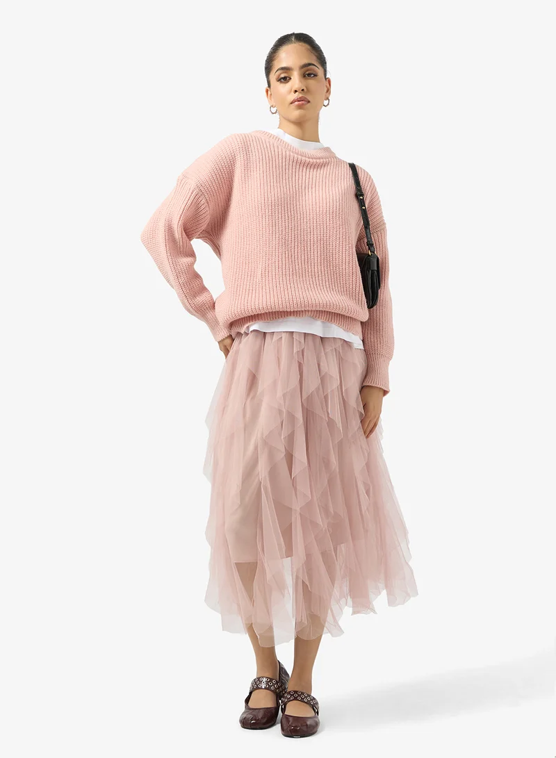 جينجر Waterfall Frill Detail Tulle Skirt