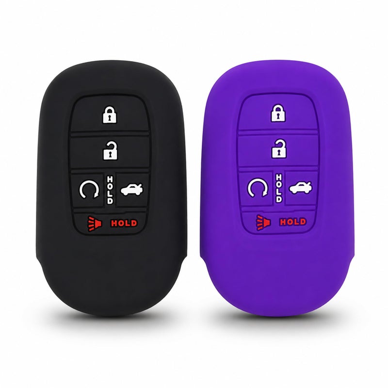 Autobase Silicone Key Fob Cover for 2022 2023 2024 2025 2026 Honda Civic Accord HRV CRV Sport SI EX EXL Touring 2026 Car Accessory Key Protection Case 2 Pcs Black and Purple - Image 3