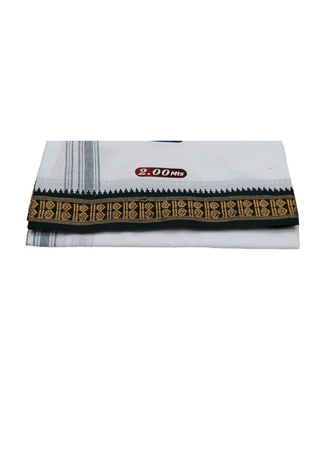 MPS COTTON COOL Men 100% Pure Relaxed Fit Rich Relaxed Fit Fancy Border Casual Style Dhoti White Colour 2.00 Mts (Pack Of 1 Piece) - Image 4