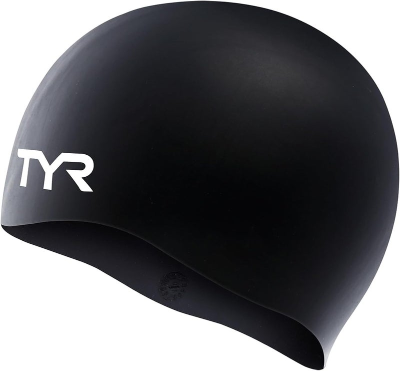 TYR Wrinkle Free Silicone Swim Cap - Black - Image 1