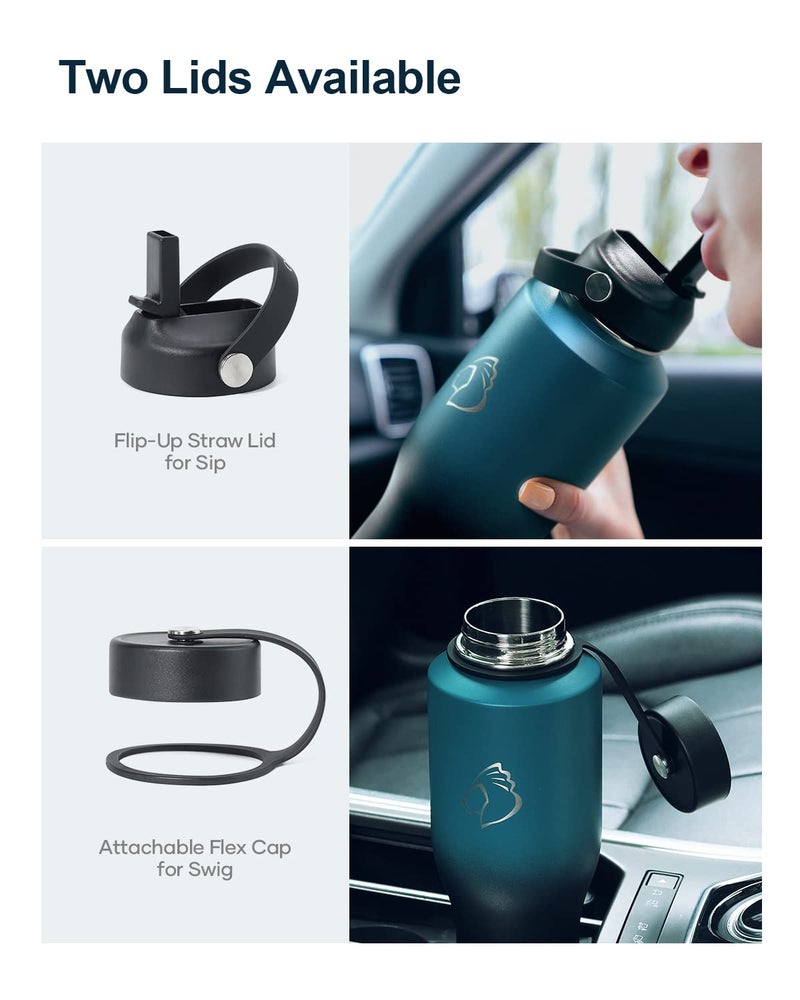 BUZIO 40oz Insulated Water Bottle Fits in Any Car Cup Holders, 40oz Vacuum Insulated Tumbler with Lids and Straw for Water, Travel Mug Cupholder Friendly, Leakproof Keep Cold & Hot, Indigo Crush - Image 4