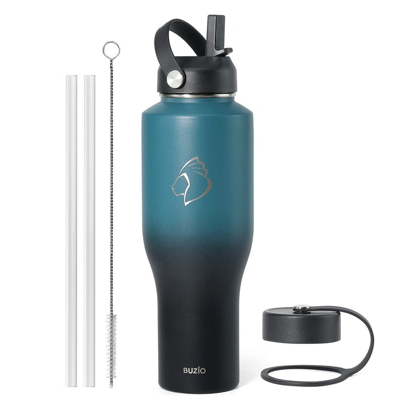 BUZIO 40oz Insulated Water Bottle Fits in Any Car Cup Holders, 40oz Vacuum Insulated Tumbler with Lids and Straw for Water, Travel Mug Cupholder Friendly, Leakproof Keep Cold & Hot, Indigo Crush - Image 1