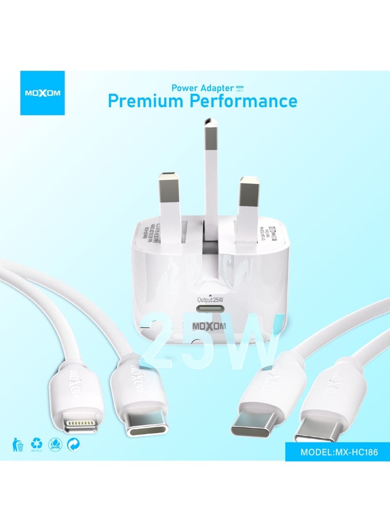 MOXOM MX-HC186 USB-C Fast Charger (UK) 25W Super Fast Power Charger with PD Connector for iPhone - Image 4