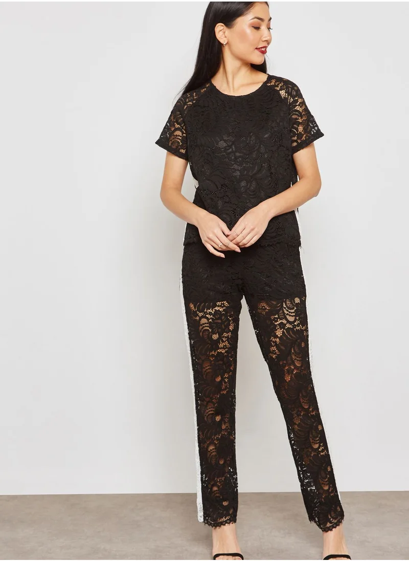 Ginger Contrast Side Paneled Lace Top