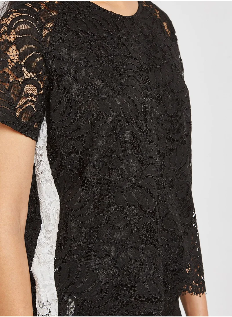Ginger Contrast Side Paneled Lace Top