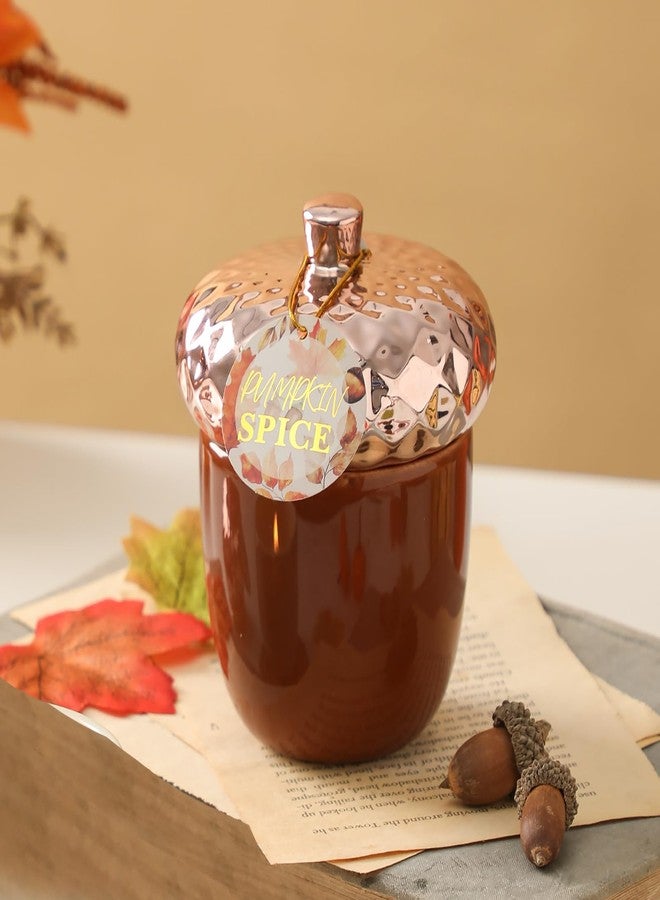 KORMMCO Thanksgiving Scented Candle, Pumpkin Spice Scented Candle, 6OZ Acorn Shaped Candles, Ceramic Jar Candles, Autumn & Thanksgiving Gift, Cozy Home Gift - Image 4
