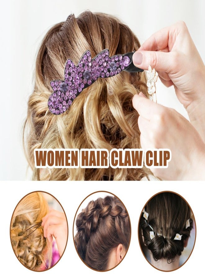 minkissy Sparkling Rhinestone Banana Hair Clips for Women Elegant Ponytail Clips Gems for Long Hair, 2PCS Rhinestone Ponytail Holder Decorative Accessories - Image 3