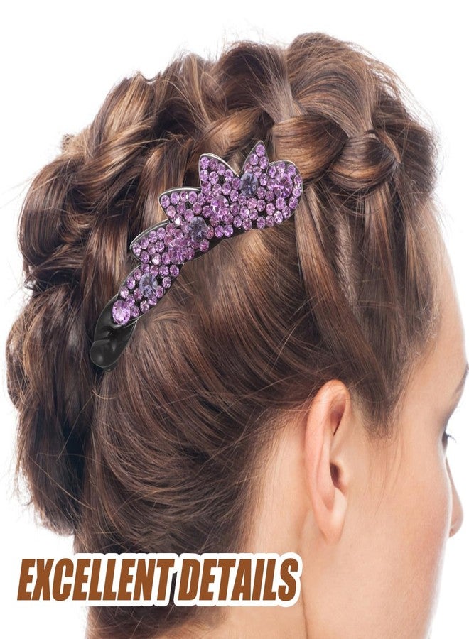 minkissy Sparkling Rhinestone Banana Hair Clips for Women Elegant Ponytail Clips Gems for Long Hair, 2PCS Rhinestone Ponytail Holder Decorative Accessories - Image 4