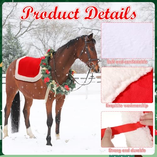 Abbylike Christmas Horse Saddle Pad Red Saddle Pad Santa Saddle Pad with Faux Fur Trim for Horses Under Saddle, Dressage, Jumping & Training - Image 3