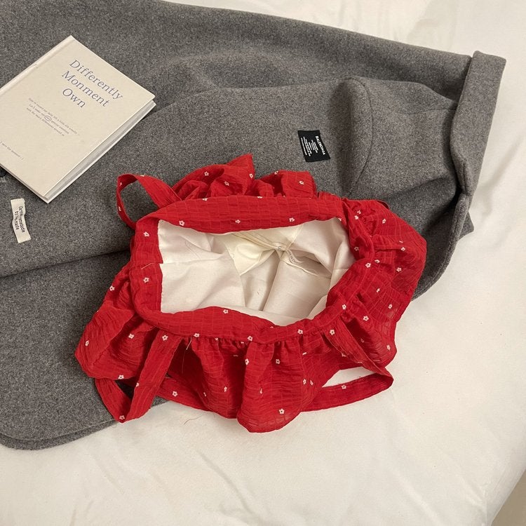 Spring New Fresh Chiffon Shoulder Bag Cute Ruffled Women'S Bag Fashion Large Capacity Class Commuter Bag - Image 3