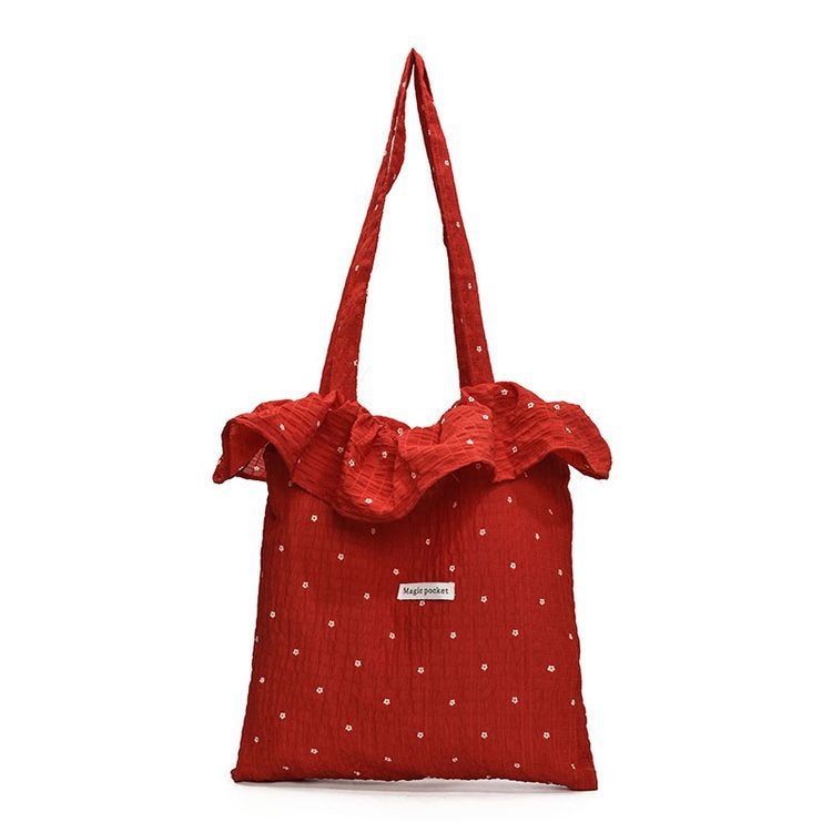 Spring New Fresh Chiffon Shoulder Bag Cute Ruffled Women'S Bag Fashion Large Capacity Class Commuter Bag - Image 5
