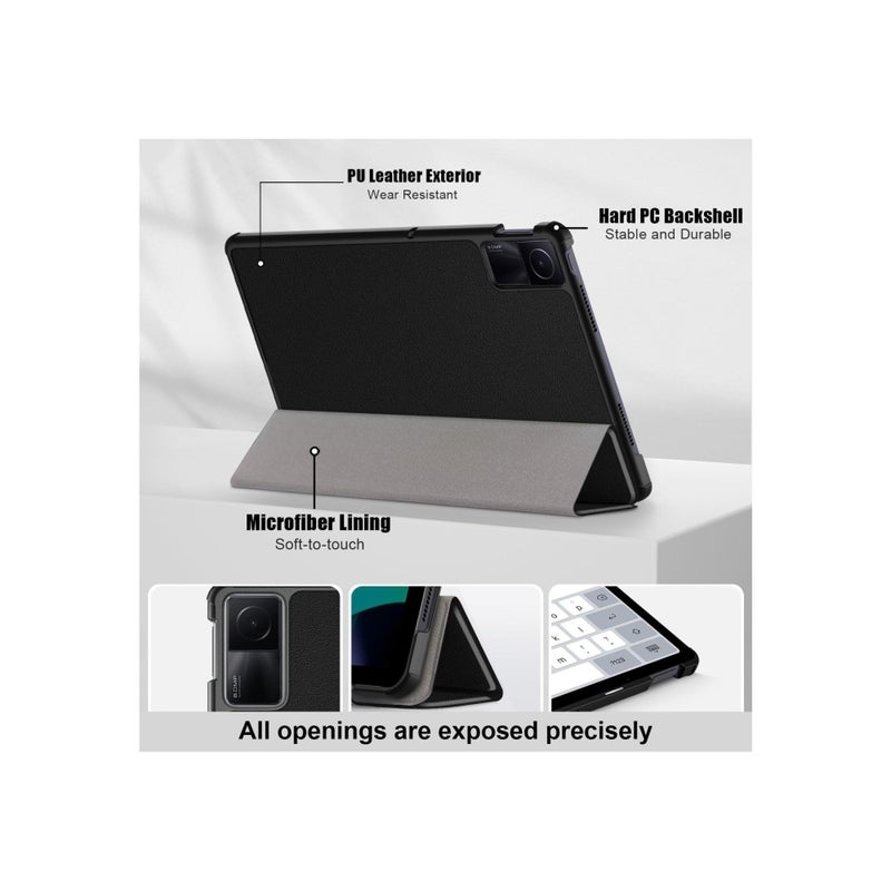 Barakah Durable Smart Cover for Redmi Pad SE, 11'' Flip Cover with Stand Custom-fit Trifold Cover Auto Wake/Sleep Slim and Lightweight Tablet Case PU Leather Case for Xiaomi Redmi Pad SE 2023,Black - Image 2
