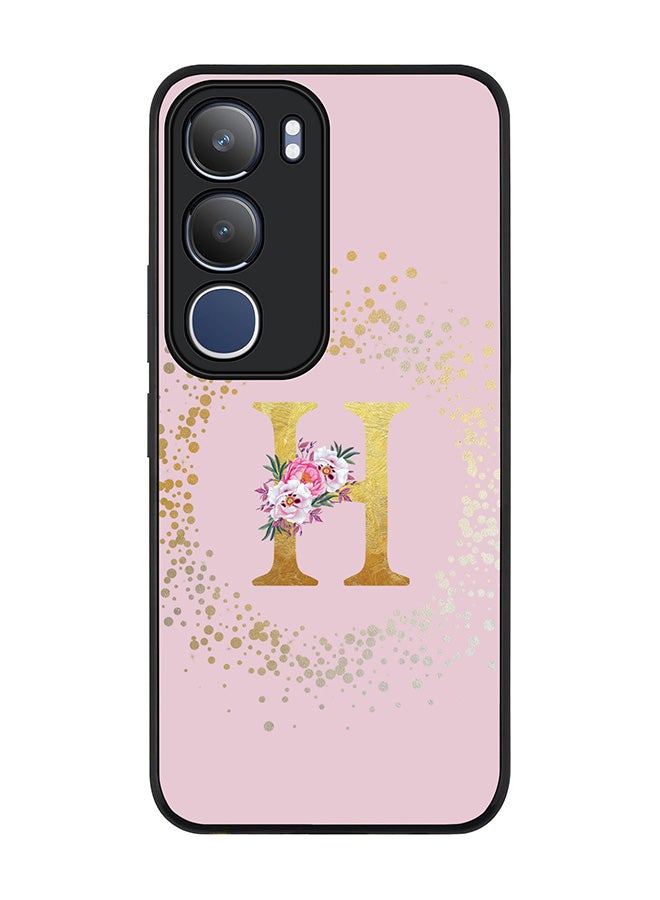 Stylizedd For vivo Y19s / Y19s Pro Case,Slim fit Camera Protection, Shockproof Thin Phone cover  - Custom Monogram Floral - H  (Pink )