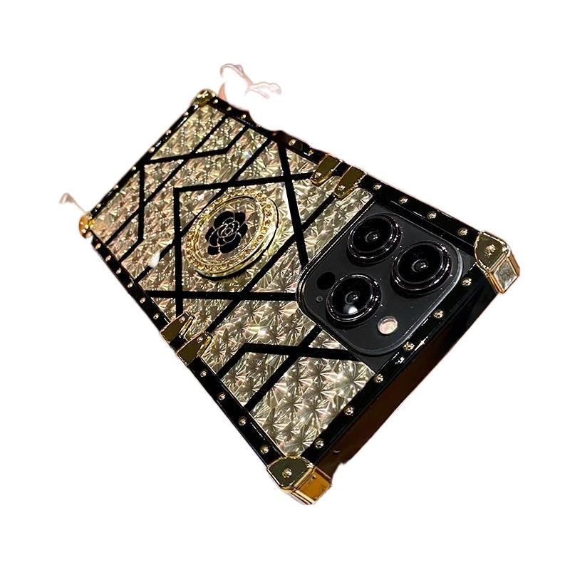 iPhone 14 Pro Protective Film for iPhone 14 14 Plus 14 Pro 14 Pro Max with Mirror Surface and Ring Holder in Leopard Print - Image 2