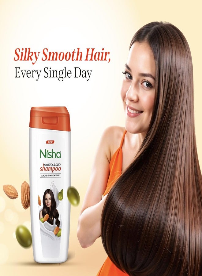 Nisha Almond and Olive Hair Shampoo for Silky, Shiny and Smooth Hair, Reduce Dandruff & Breakage, All Hair Types, 75ml, (Pack of 3) - Image 2