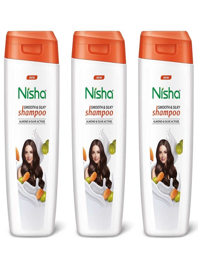 Nisha Almond and Olive Hair Shampoo for Silky, Shiny and Smooth Hair, Reduce Dandruff & Breakage, All Hair Types, 75ml, (Pack of 3) - Image 1