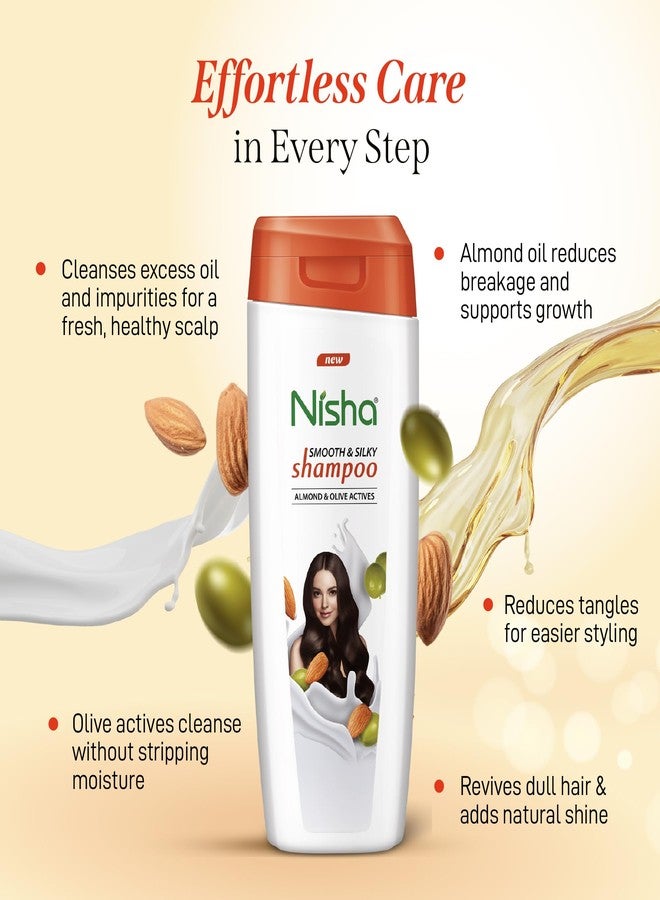 Nisha Almond and Olive Hair Shampoo for Silky, Shiny and Smooth Hair, Reduce Dandruff & Breakage, All Hair Types, 75ml, (Pack of 3) - Image 4