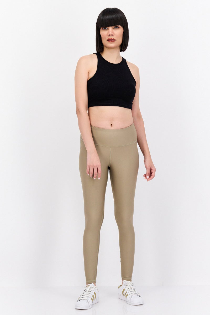 PUMA Women Sportswear Fit Brand Logo Training Tights, Tan  - Image 4