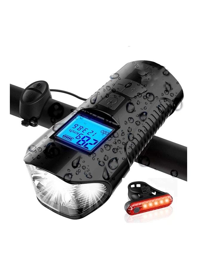ROCK POW Bicycle Light Set – USB Rechargeable with Horn & Speedometer - Image 1