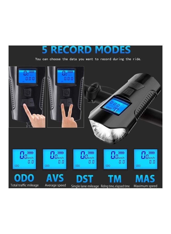 ROCK POW Bicycle Light Set – USB Rechargeable with Horn & Speedometer - Image 4