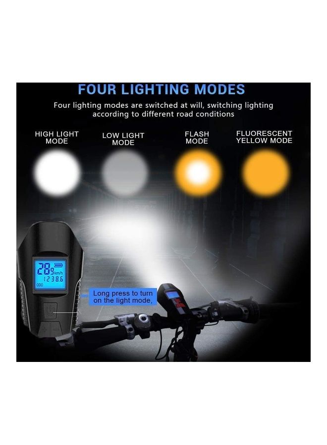 ROCK POW Bicycle Light Set – USB Rechargeable with Horn & Speedometer - Image 2