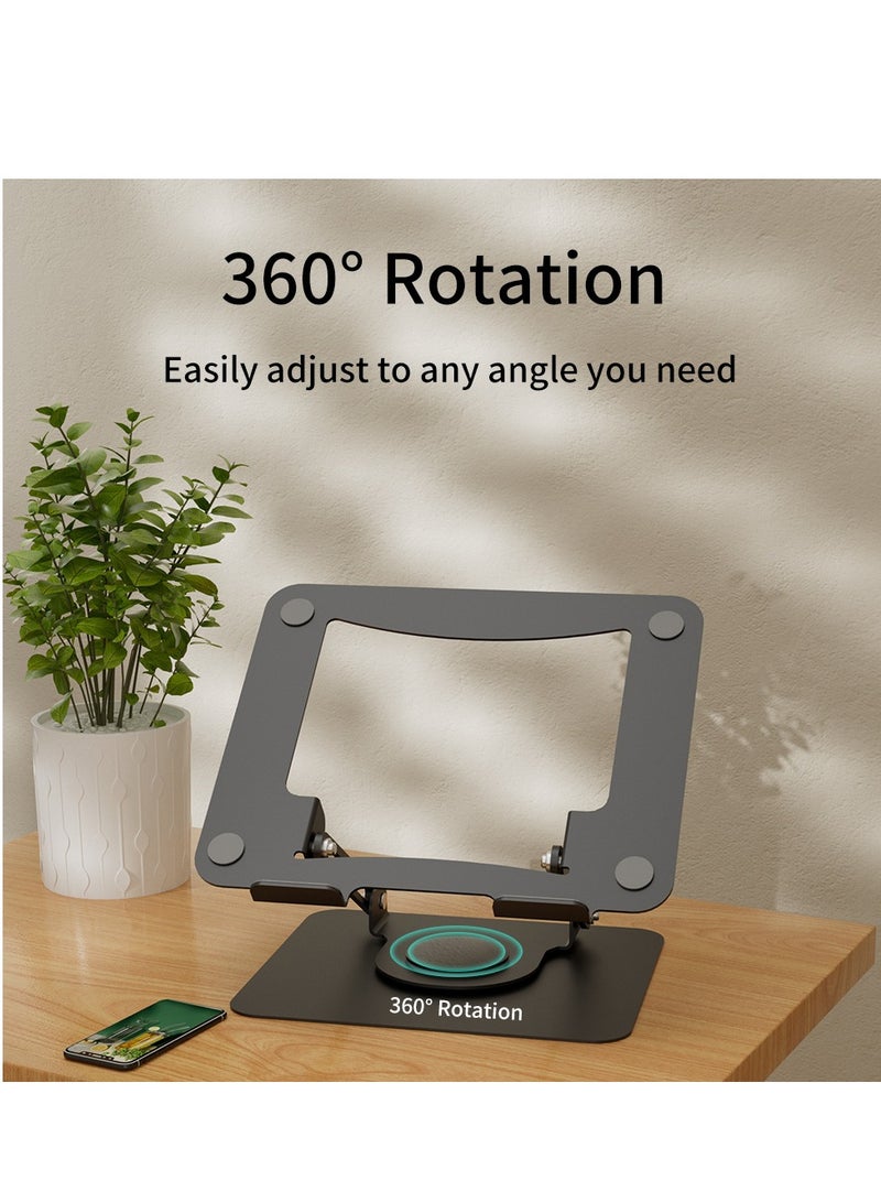 Oregon 360 Degree Metal Laptop Folding Stand Tablet Mobile Phone Desktop Lifting Height Enhancing Heat Dissipating Swivel Stand Colour: Black - Image 2