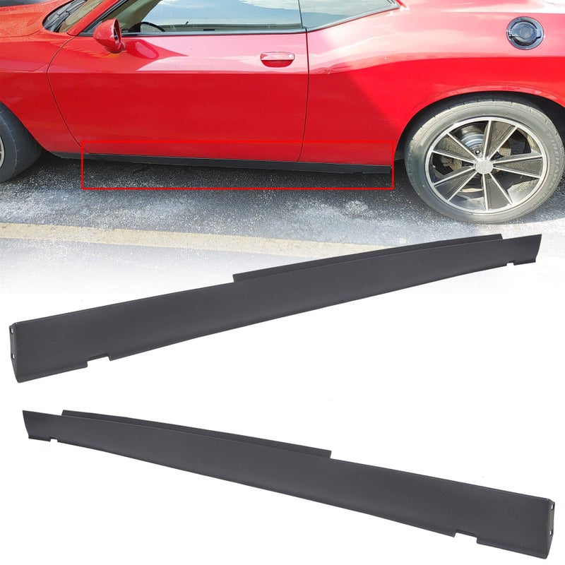 ECOTRIC Door Exterior Rocker Panel Guard Molding Trim Rail Compatible with 20082014 Dodge Challenger Side Skirt Extension Body Kit Replacement Pair