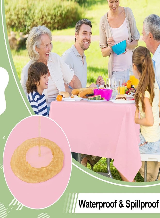 misaya 6 Packs Disposable Plastic Table Cloth, 54 x 108 Inch Waterproof Rectangle Tablecloth, Leakproof & Sturdy Decorative Table Covers for Picnic, Party and Outdoor, Pink - Image 3
