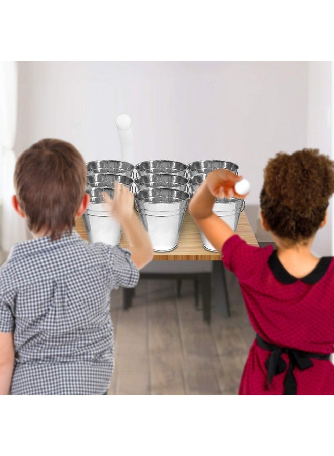 Gamie Gamie Bucket Ping Pong Ball Game Includes 9 Metal Buckets, 12 Balls, and 1 Number Sticker Sheet - Fun Party Activity for Kids and Adults, Great Idea for Kids  - Image 5