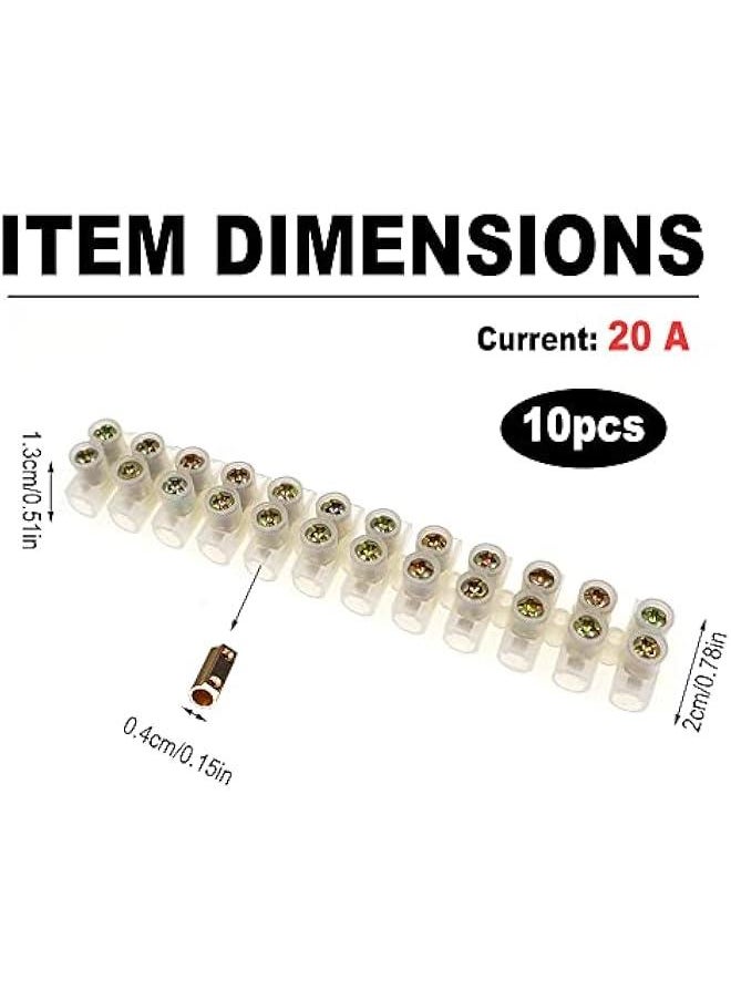 Generic - 10 Pcs 12 Position Dual Row Terminal Strip, Electrical Barrier Wire Connector Block, Screw Terminal Barrier Block,Euro-Style Terminal Block Barrier Strip, Nylon Terminal Barrier Block (20A) - Image 1