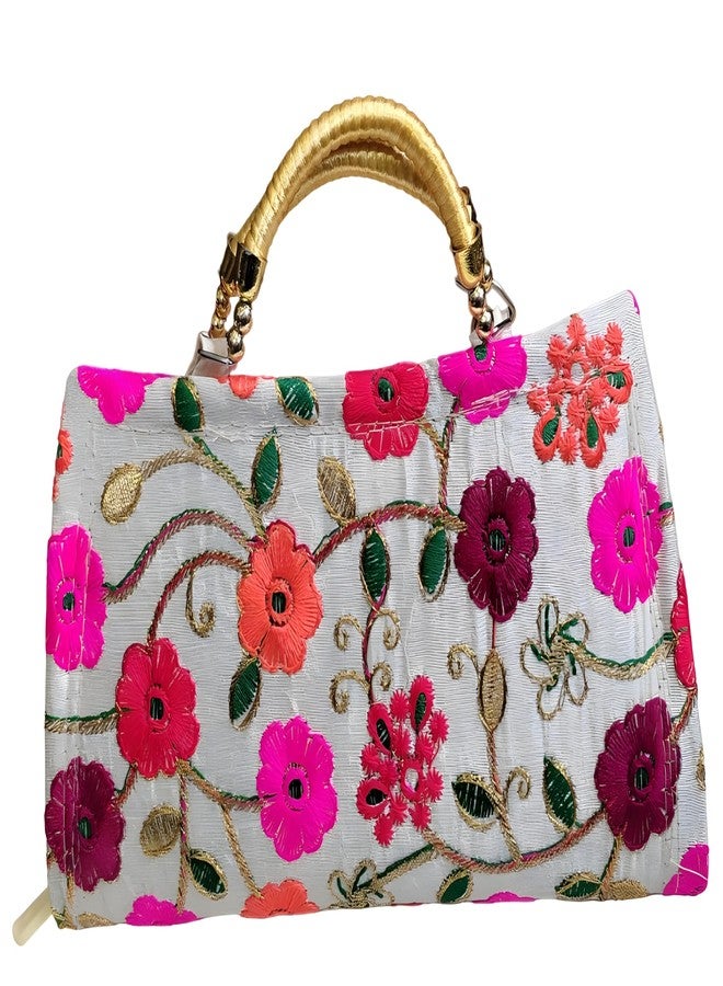 INDIACRAFT Women's Silk Clutch Hand Bag with Embroidery Work for Casual, Party, Wedding (Maroon 1) - Image 2