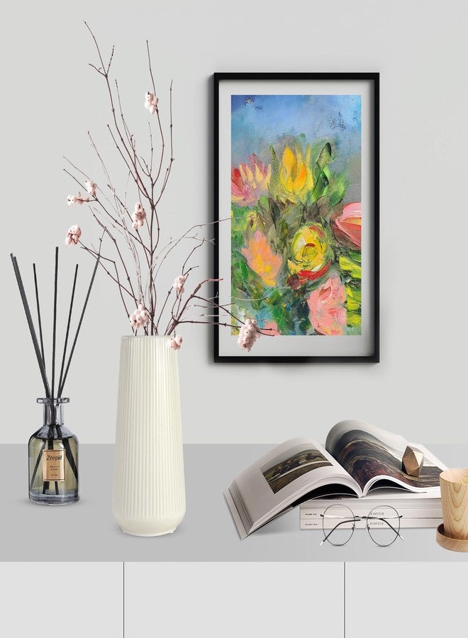 GUKJOB White Ceramic Vase, GUKJOB Flower Vase Ceramic Vase for Flowers, Decorative White Vase for Pampas Grass, Small Vase for Home Living Room Dining Table Farmhouse Office Decor (Beige) - Image 3