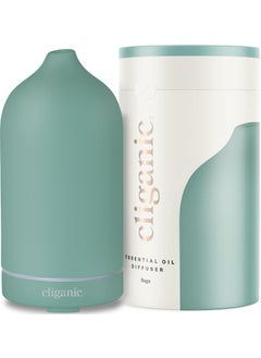 Cliganic Cliganic Ceramic Diffuser (Sage), 100ml Ultrasonic for Essential Oils Aromatherapy, Home & Office 