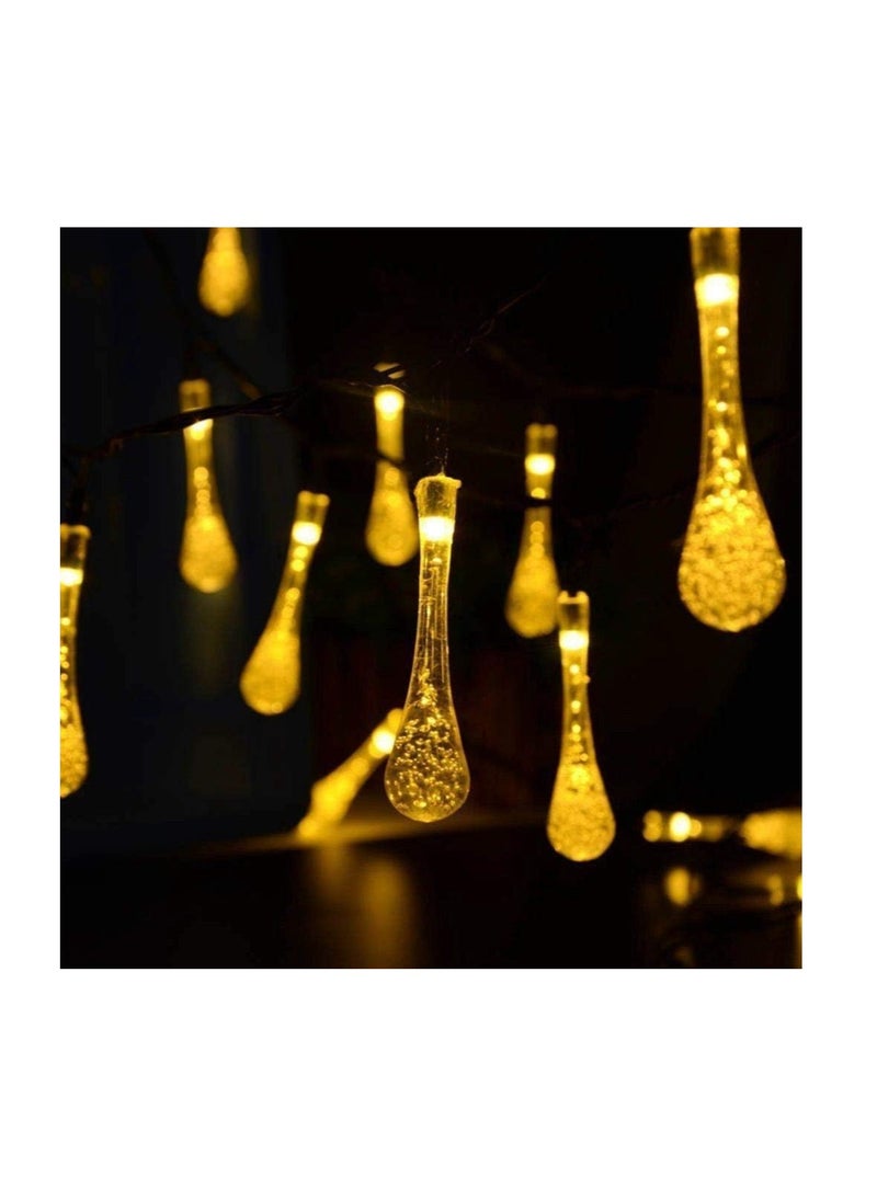 Generic LED Solar Festival Lights Outdoor Garden String Light Waterproof Tear Drop Pattern for Patio Yard Camping Parties Wedding Warm White  - Image 2