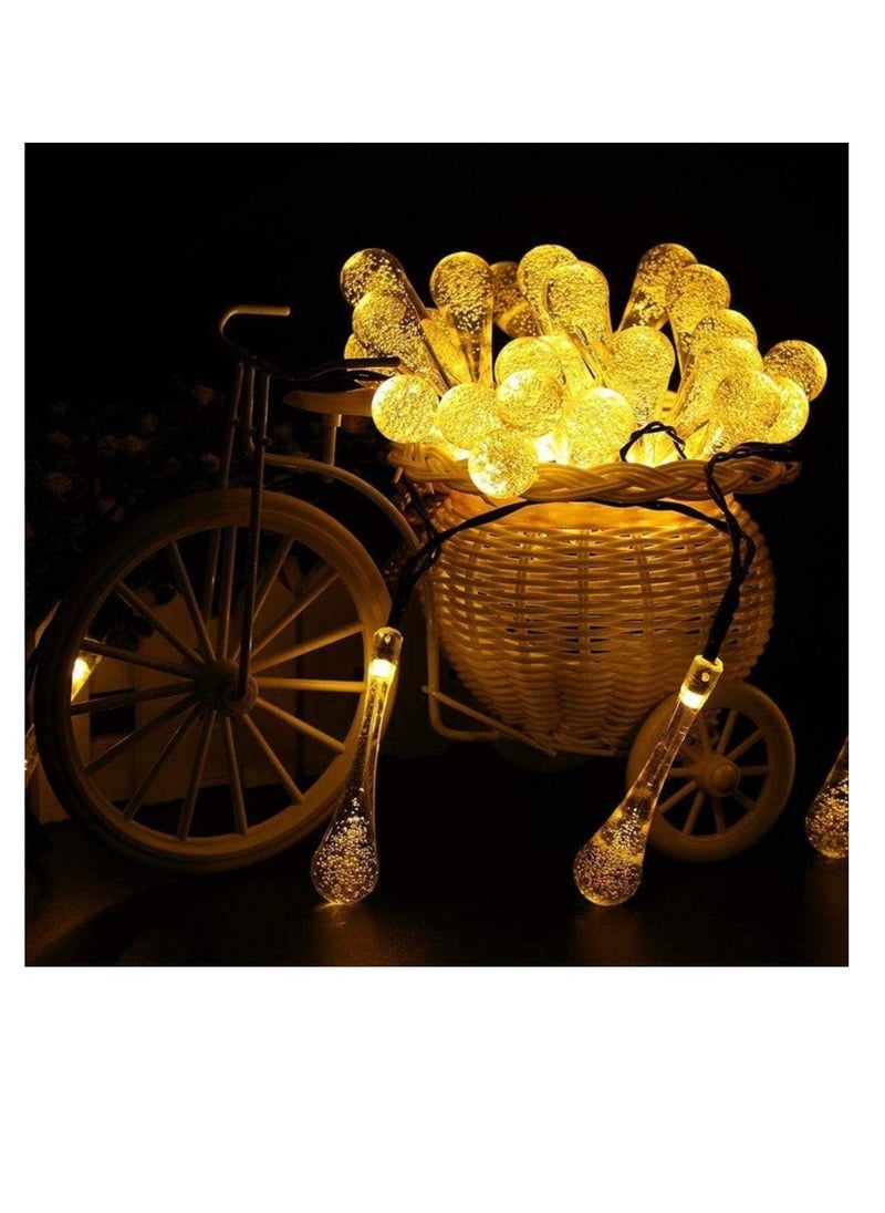 Generic LED Solar Festival Lights Outdoor Garden String Light Waterproof Tear Drop Pattern for Patio Yard Camping Parties Wedding Warm White  - Image 4